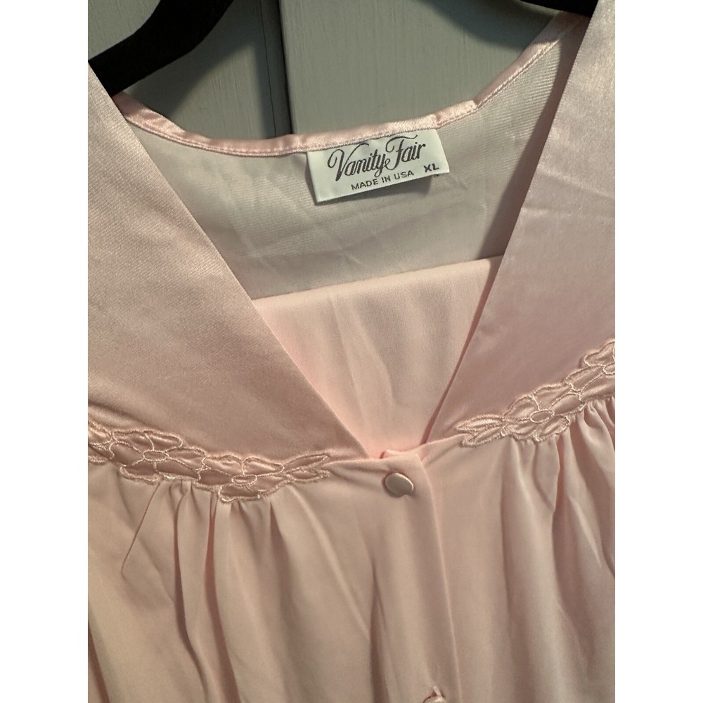 Vtg Vanity Fair Pink 2 Piece Pajama Set XL Nylon Short Sleeve Top Long Pants NWT